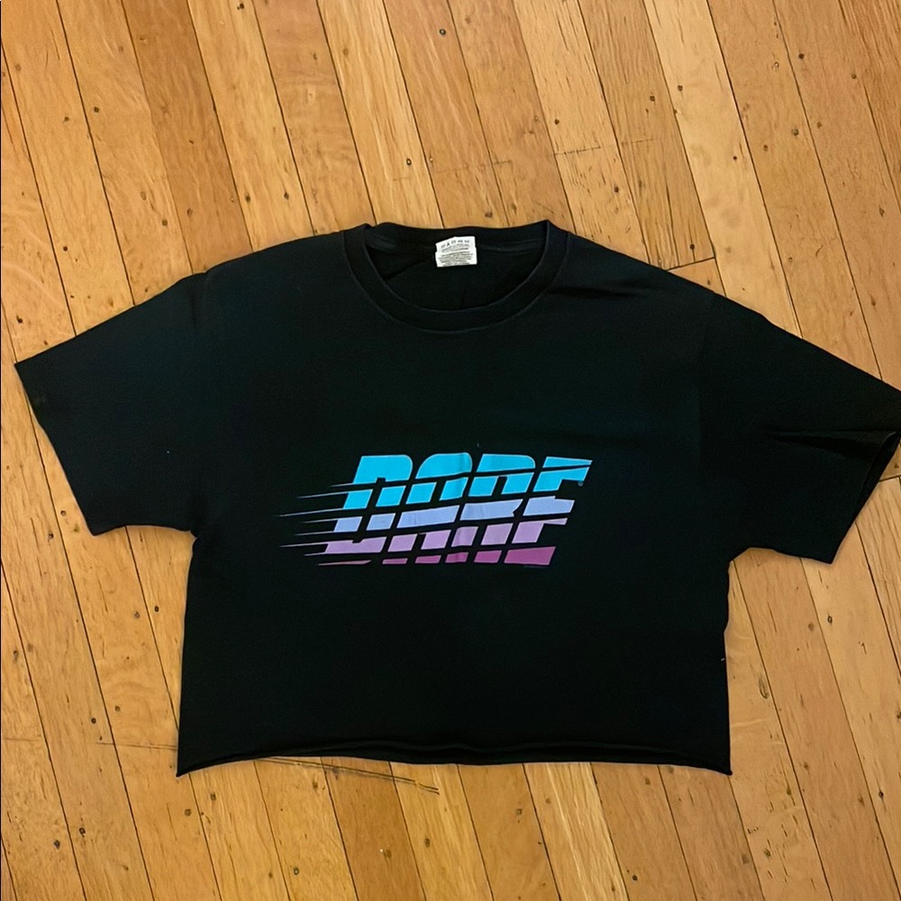 DARE Black Crop Top with Gradient Logo fruit of the loom